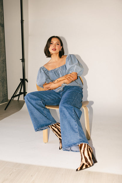 amelia puffärmad topp // denim *exklusivt från Zoco*