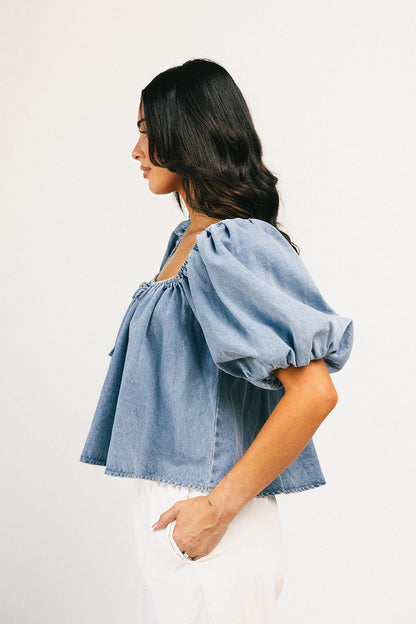 amelia puffärmad topp // denim *exklusivt från Zoco*