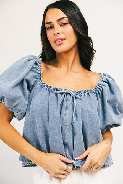 amelia puffärmad topp // denim *exklusivt från Zoco*