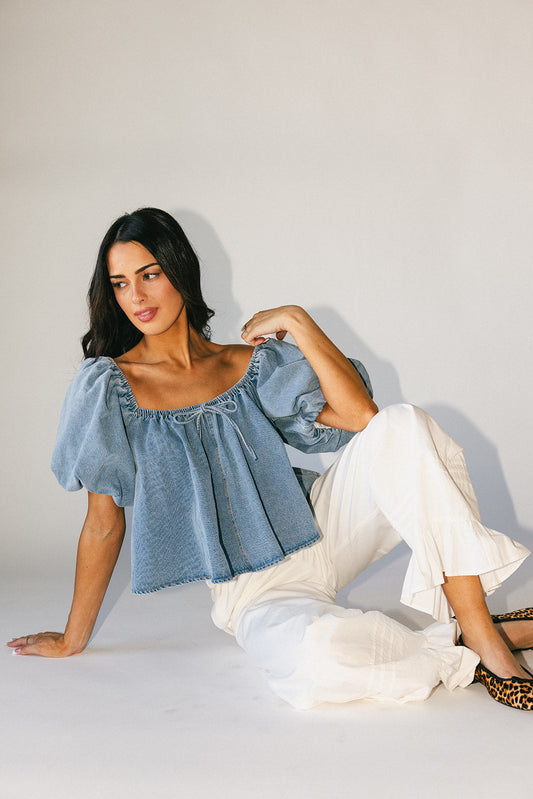 amelia puffärmad topp // denim *exklusivt från Zoco*