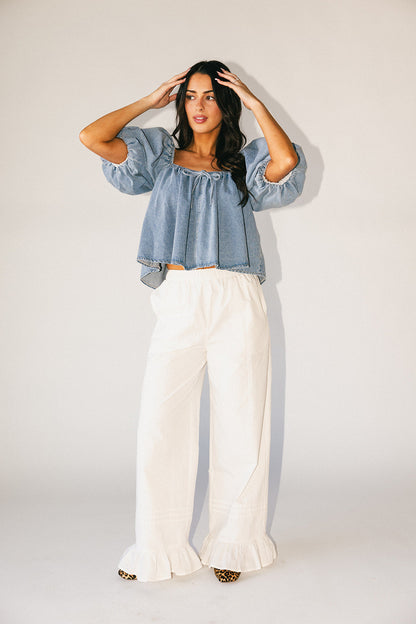 amelia puffärmad topp // denim *exklusivt från Zoco*