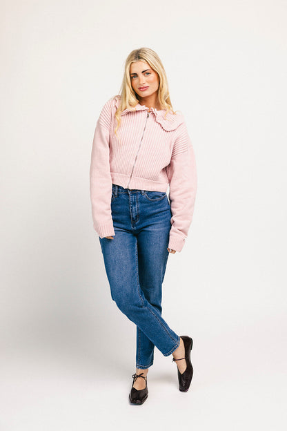 remi tröja med dragkedja // rosa