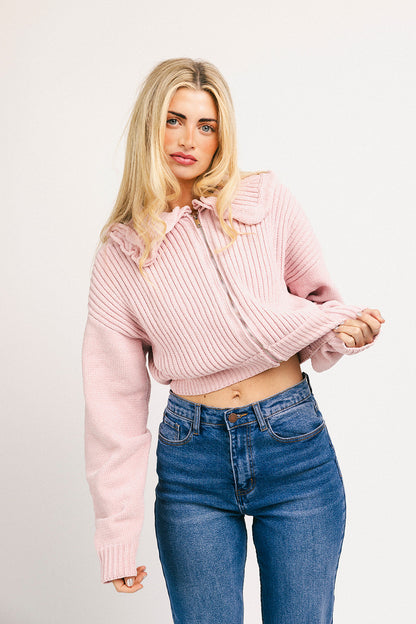 remi tröja med dragkedja // rosa