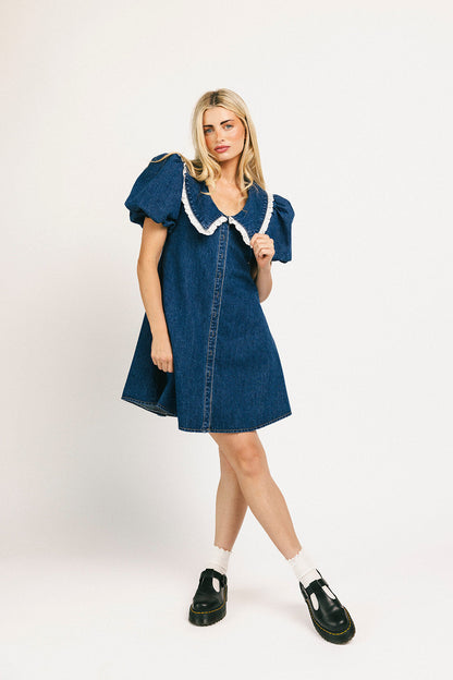 klänning med vallmokrage // denim älskling *exklusivt från Zoco*