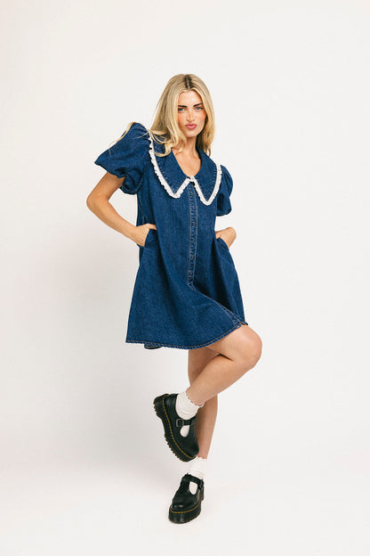 klänning med vallmokrage // denim älskling *exklusivt från Zoco*