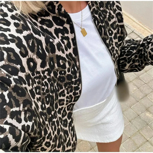 Cambria - Leopardmönstrad bomberjacka